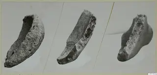 Three views of a worked stone bowl or mortar from Petra tou Limniti