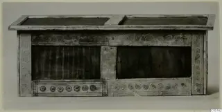 Rectangular box with a lid and panels decorated with rows of concentric circles, from Enkomi