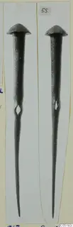 Two long bronze tools with domed heads and tapering shafts, from Lapithos Tomb 315 A