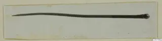 Bronze pin from Lapithos, Vrysi tou Barba tombs, photographed on a mounted card