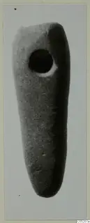 Tapering stone object with a round hole near its broad end, from Ayios Iakovos
