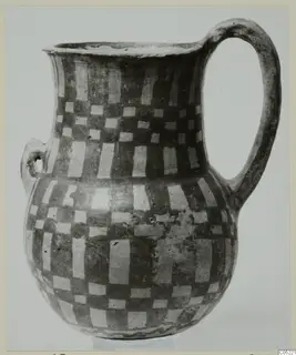 White Painted III-2 jug with a checkerboard pattern, from Lapithos
