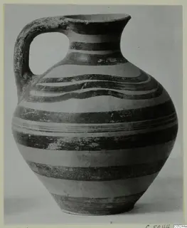 Levanto-Helladic Ware bowl-jar from Enkomi: a one-handled jug with dark painted bands on a pale body