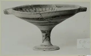 Pottery bowl-jar, Levanto-Helladic Ware, on a tall stem with dark painted bands