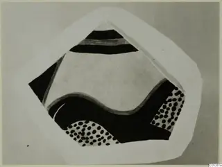 Pottery sherd, Bichrome Wheel-made, with black bands and dot patterns on a pale ground
