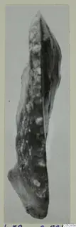 Elongated stone object from Kythrea, tapering to a point at the top, photographed on a pale background