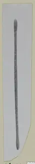 Bronze toilet-requisite from Marion: a long, slender rod with rounded ends, photographed on a card mount.