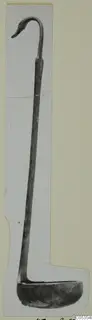 Bronze ladle with a long handle curled into a bird-like head, from Marion