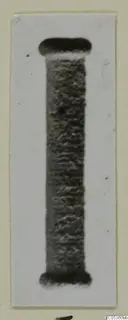 Upright cylindrical object with dark rounded ends and a rough, textured surface, from Amathus