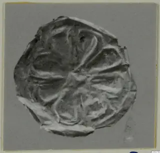 Irregular thin gold sheet pressed with raised ridges, a find from Amathus tombs