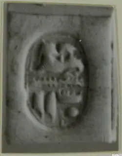 Carved seal or gem from Amathus, tombs 2-26, with a figured design in an oval field