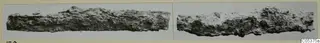 Two photographs of long, narrow, corroded iron tools from Amathus, mounted side by side on a card.