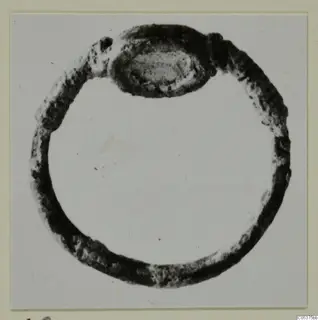 Ring with a large oval bezel, photographed on a card mount; find from Amathus, tomb group 2-26