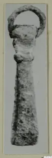 Bronze toilet requisite from Amathus, with a ring loop at the top and a long tapering shaft