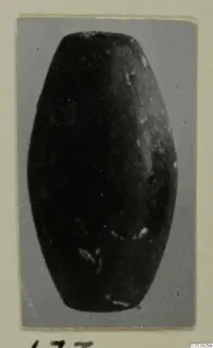 Dark, smooth vessel from Amathus with a flat rim and tapering body, photographed on a grey card mount