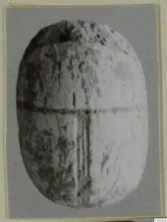 Scarab from Amathus, oval face with incised lines and a worn surface
