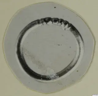 Pale disc with a dark ring-shaped object beside it, from Marion