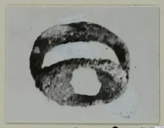 Silver ring photographed face-on against a light grey background.