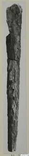 Long, narrow, tapering find with a rough, cracked dark surface, from Amathus