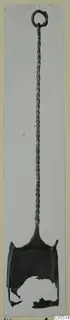 Metal object from Amathus with a long twisted handle, a loop at the top and a broken, bowl-like end at the bottom.