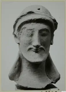 Terracotta head of a bearded man in a close-fitting cap, from Mersinaki