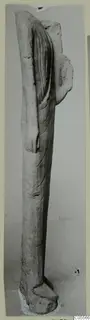 Limestone sculpture fragment of a standing figure in drapery, from Mersinaki