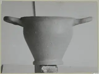 Pottery skyphos, Stroke Polished Ware, with two horizontal handles, seen from the side