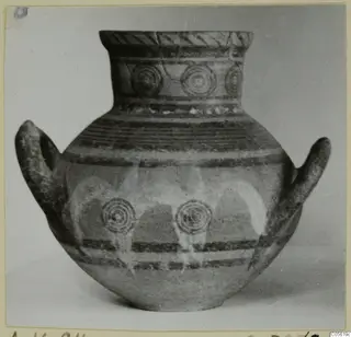 Two-handled amphora with concentric circle motifs and painted bands, from Amathus