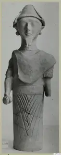 Terracotta figure with a helmet-like cap and a ball-like object in its left hand, Proto-Cypriote I, Ayia Irini