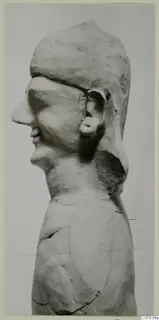 Sculpted head and upper torso in profile, facing left, from Ayia Irini