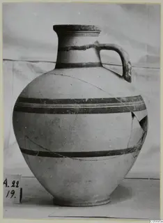 Pottery jug with a single strap handle and dark painted bands, from the Amathus tomb finds