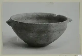 Plain pottery bowl with two small handles, from the Amathus tombs 1–9 finds