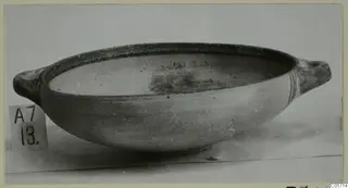 White Painted III-1 bowl from Amathus with two small horizontal handles, shown in side view