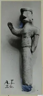 Terracotta statuette of a standing figure with one arm raised, from Ayia Irini