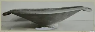Pottery Red Slip I_III - V_VII bowl with a handle at each end, seen from the side