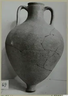 Pottery Plain White VI, a two-handled jar with a cracked body