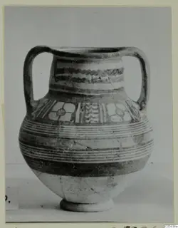 Pottery Bichrome IV amphora-crater with two handles and painted bands