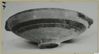 Shallow bowl with a ring foot and ridged lower body, from Marion tombs 61–98