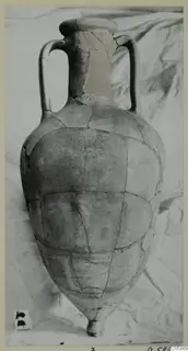 Reconstructed two-handled pottery jar from Idalion, Tomb 2, photographed from the front.