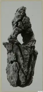 Heavily corroded iron axe from Idalion, seen from the front