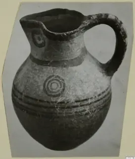 Pottery Black-on-Red II-IV juglet from Amathus with concentric circle and banded painted decoration