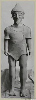 Terracotta statue of a standing male figure in a conical cap, Terracotta Proto-Cypriote I