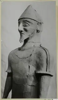 Terracotta statue of a bearded male figure in a conical cap, Terracotta Proto-Cypriote I