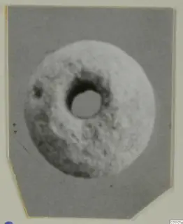 Round object with a large central hole, photographed against a grey card