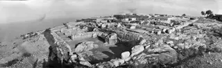 Panoramic view of the palace ruins at Vouni from the west, with the sea along the left edge