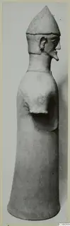 Terracotta Proto-Cypriote I statuette from Ayia Irini, seen in side profile