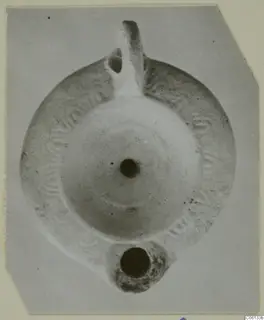 Terracotta lamp with a handle, seen from above, from Soli.