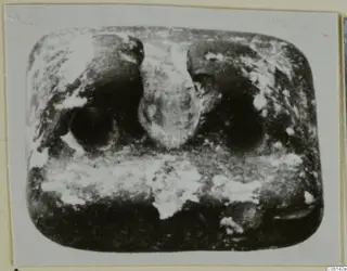 Stone seal from Ayia Irini, rounded rectangular in shape, shown face-on