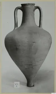 Two-handled amphora from Vouni with a pointed base, shown upright