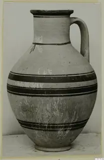 White Painted VI pottery jug with dark painted bands, from Vouni